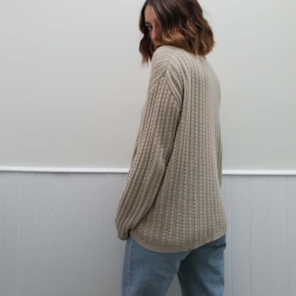 VINTAGE Oatmeal Cardigan Sweater - Picture 7 of 8